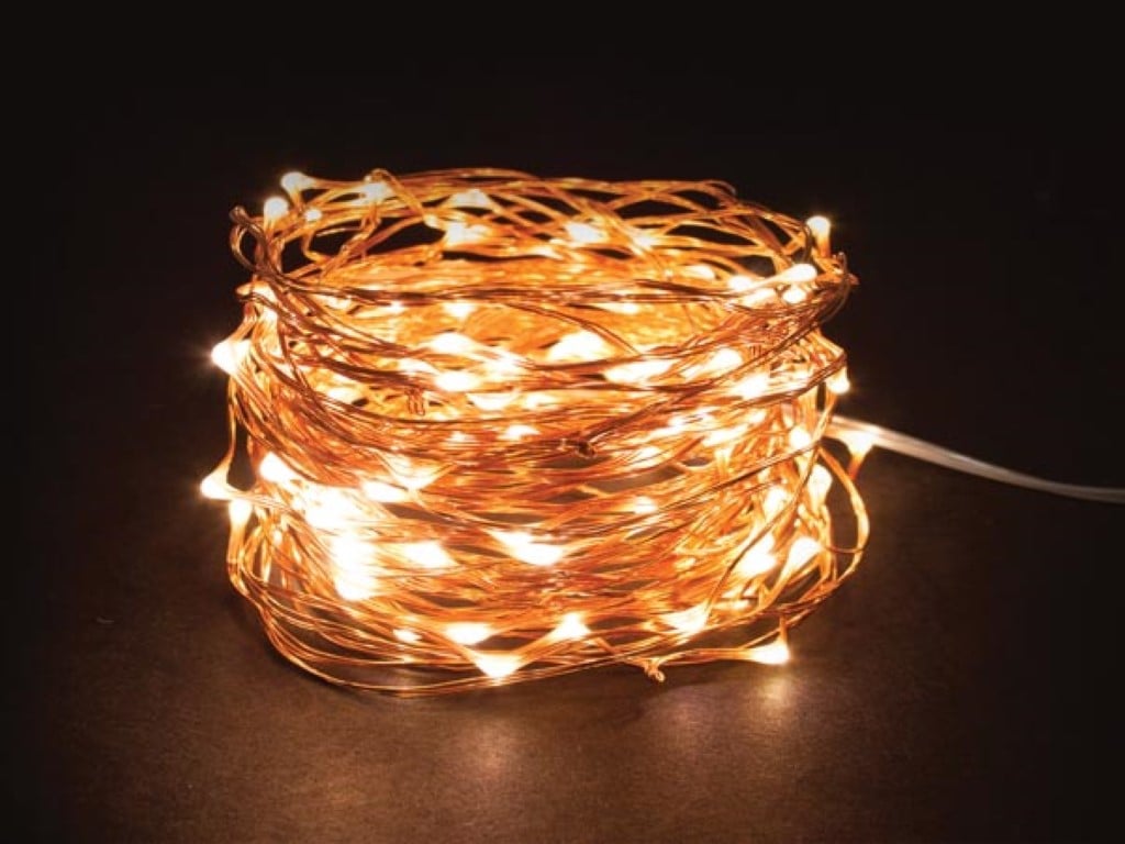 Microlight LED - 12 m - 120 warm witte lampen - koperdraad - 4,5 V afbeelding