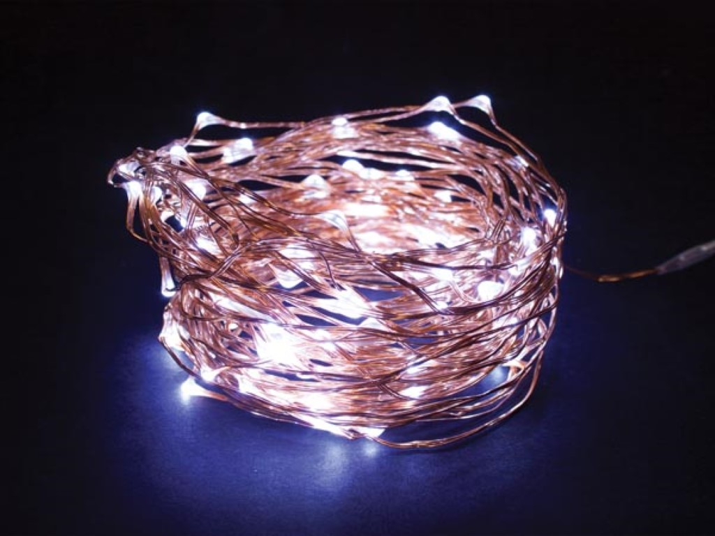 Microlight LED - 12 m - 120 witte lampen - koperdraad - 7,5V afbeelding