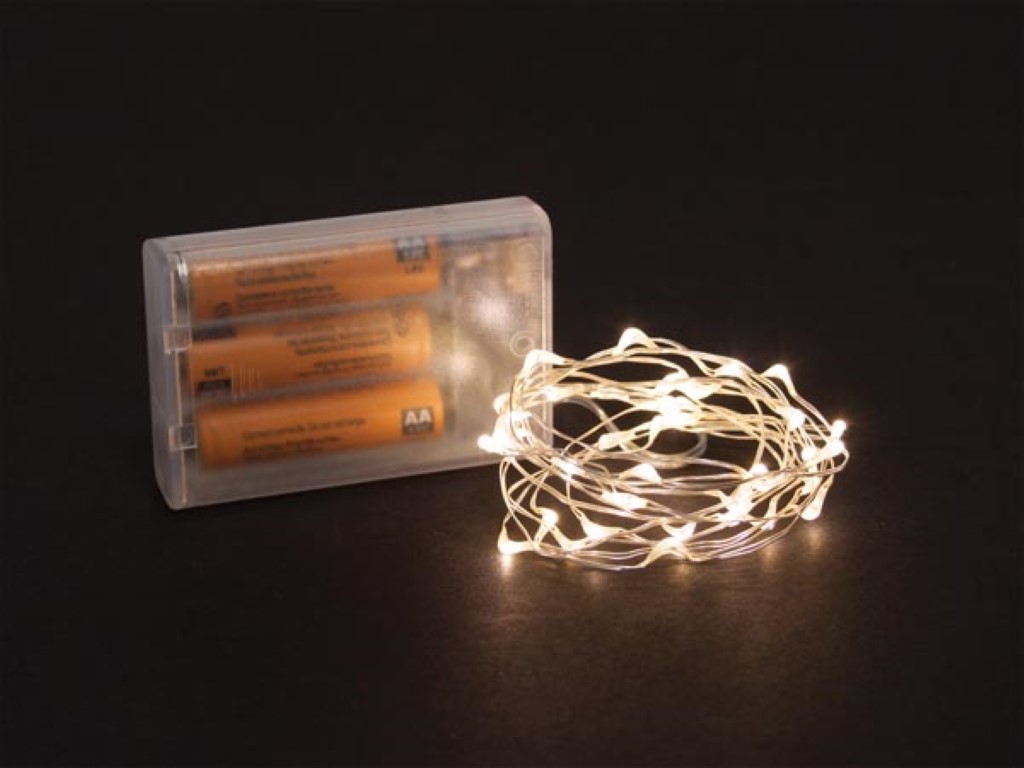 Microlight LED - 2 m - 40 warm witte lampjes - zilverdraad - batterijen niet meegeleverd afbeelding