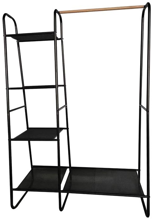 Open Kledingkast Ulstein - Eiken Antiek & Zwart 160x66x34 cm - Van Kasten