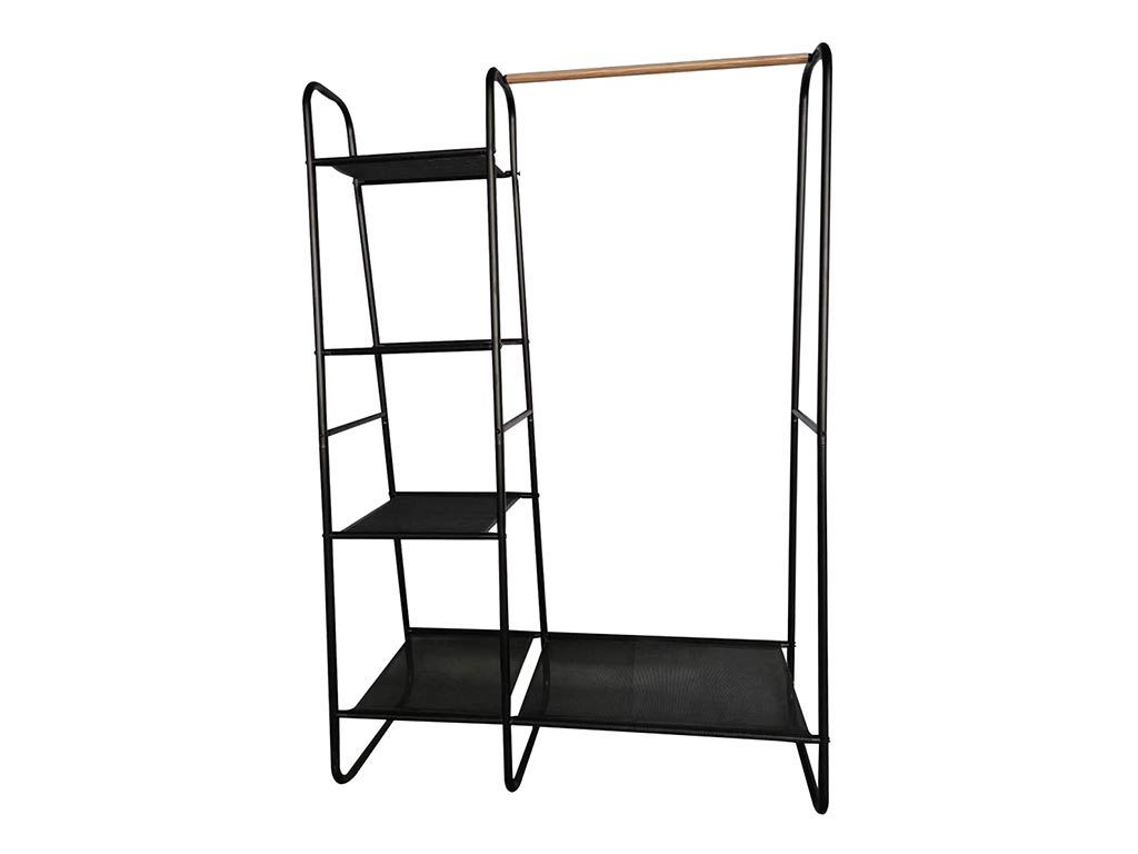 Kledingrek met legplanken - Metaal - Zwart - 100 x 40 x 150 cm afbeelding