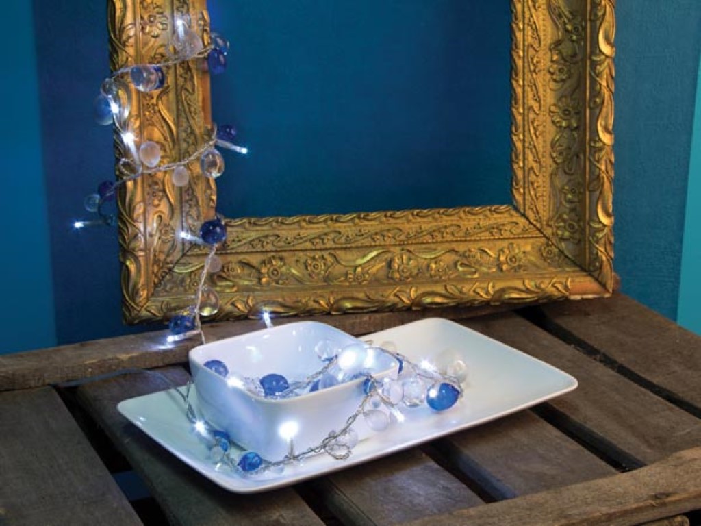 Velleman Mini tablelight LED 1.5 m oceaanblauw 24 witte lampen batterijen