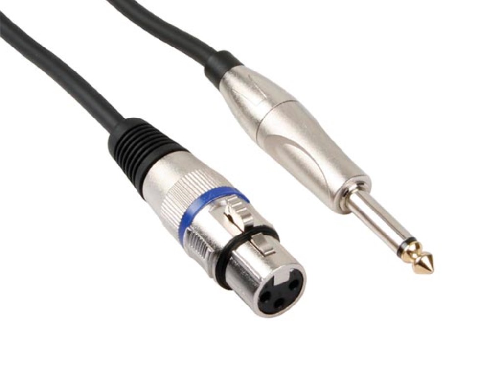Velleman XLR-KABEL XLR VROUWELIJK naar JACK 6.35 mm MONO 3 m