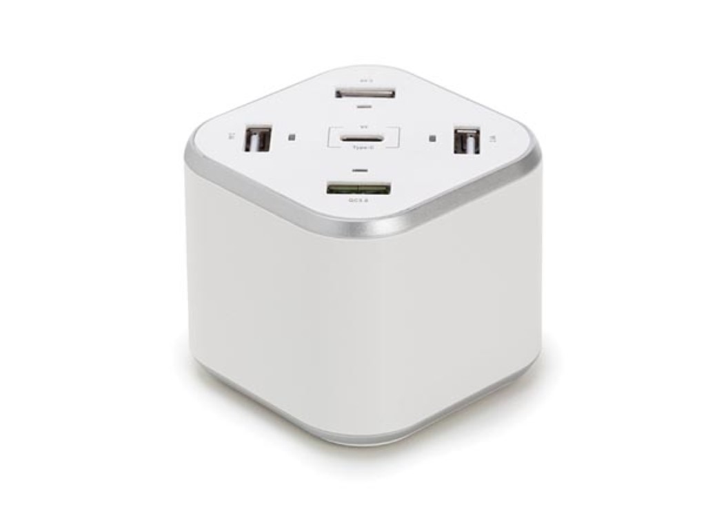 Velleman SMART USB station met 3 x USB + 1 x USB Fast Charge QC 3.0 + 1 x Type-C uitgangen max. 9.6 A max. 48 W wit