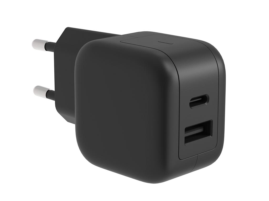 Snelle USB-oplader met GaN Fast Technology - 2 uitgangen - USB-A & USB-C - 30W