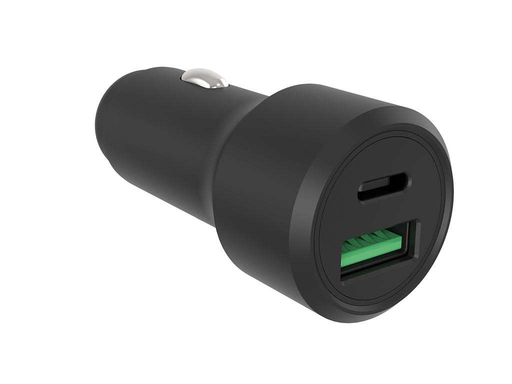 USB autolader - aluminium behuizing - 2 uitgangen - USB-A & USB-C - 38W afbeelding
