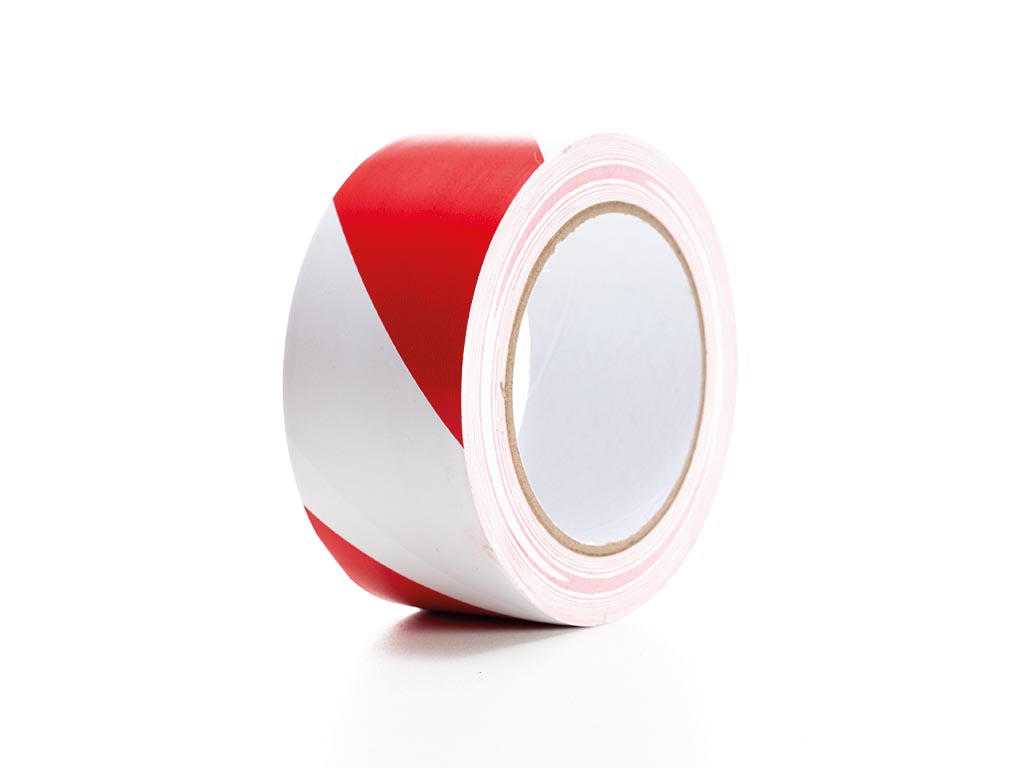PVC-markeringstape 5cm x 33m - Rood/Wit afbeelding