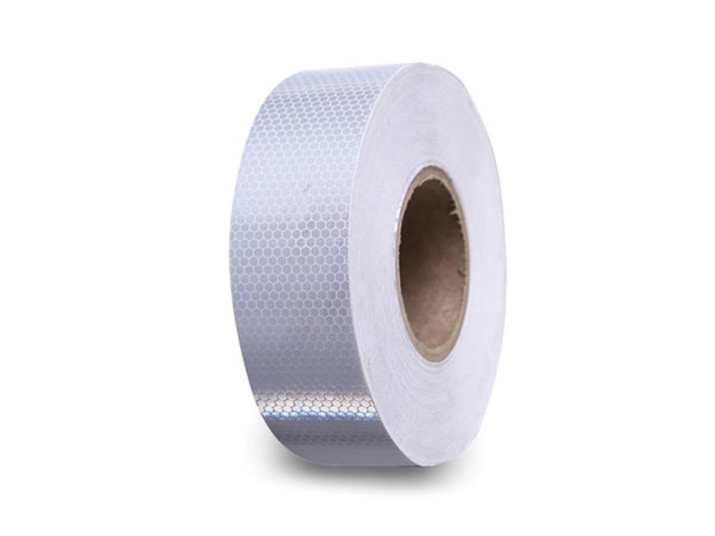 Honingraat reflecterende tape 5cm x 5m - Wit afbeelding