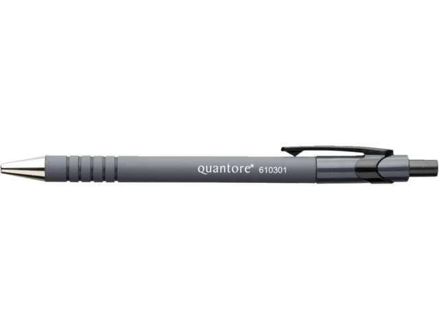 Balpen Quantore rubbergrip drukknop zwart medium afbeelding