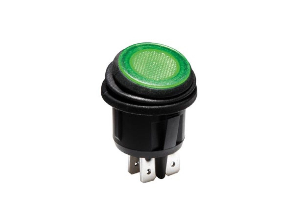 VERLICHTE ROCKERSCHAKELAAR - GROENE LED 12 V - 2P DPST / ON-OFF afbeelding