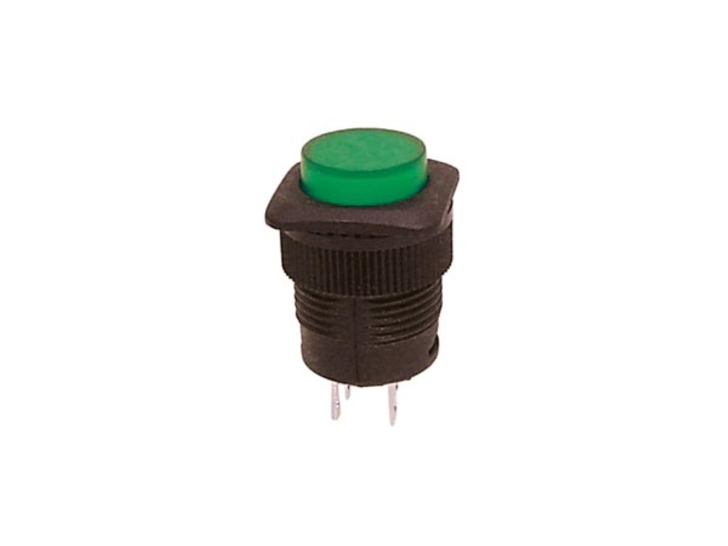 DRUKSCHAKELAAR OFF-(ON) MET GROENE LED afbeelding