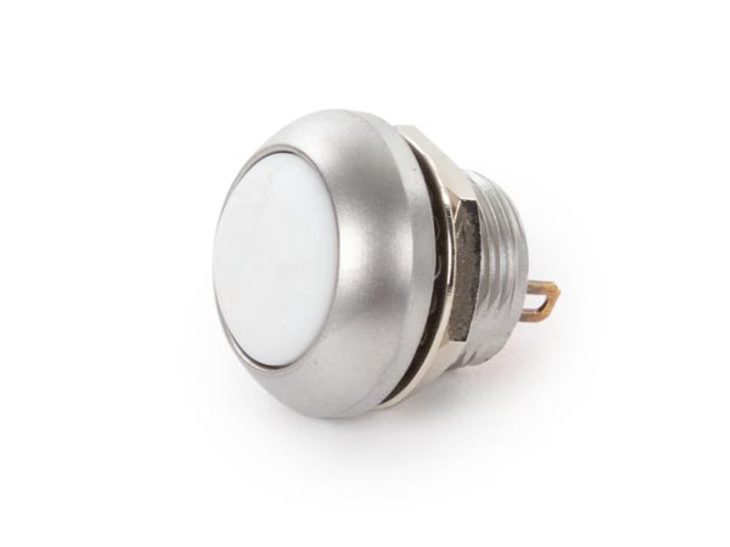 Velleman RONDE METALEN DRUKSCHAKELAAR MET WIT KAPJE 1P SPST OFF-(ON)