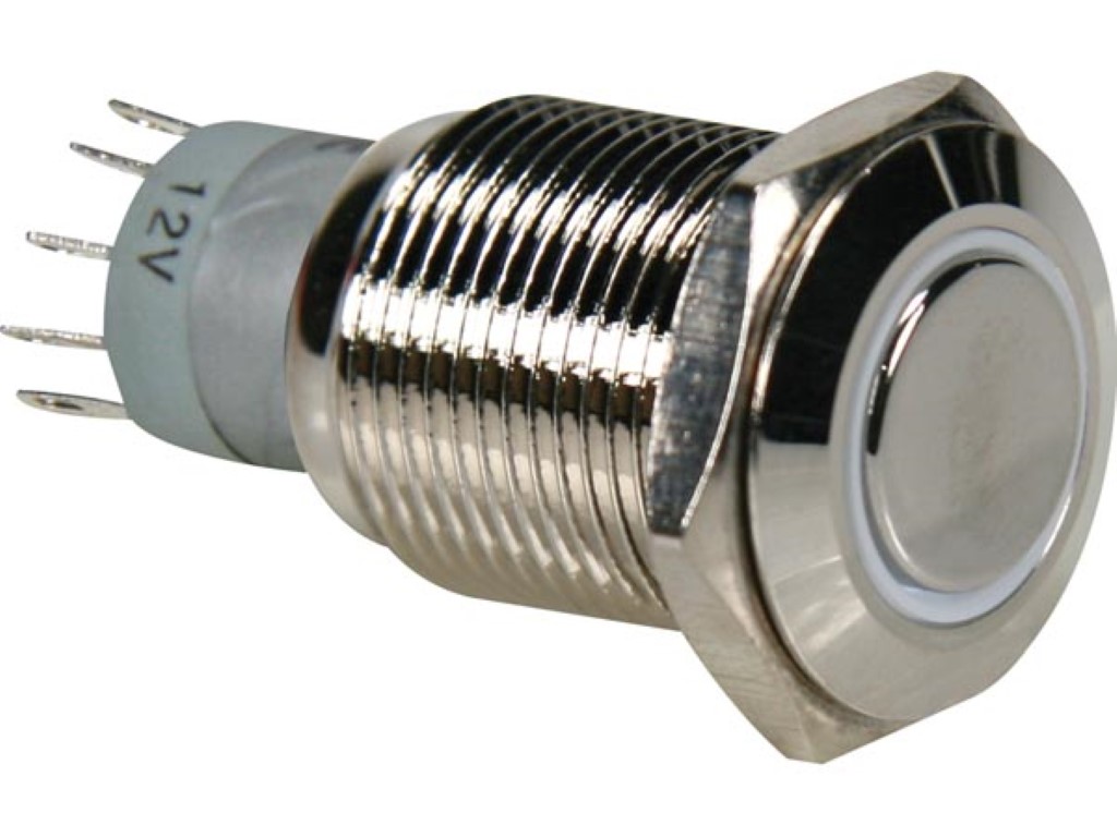 Velleman RONDE METALEN SCHAKELAAR SPDT 1NO 1NC WITTE RING