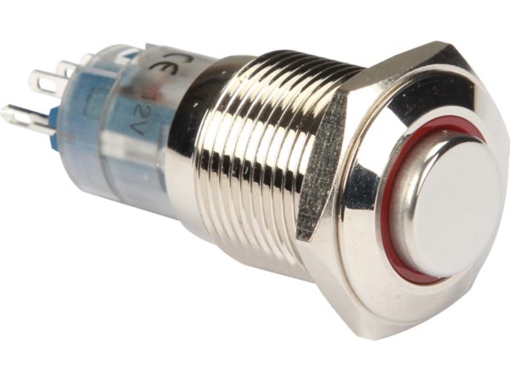 Velleman HOGE RONDE METALEN SCHAKELAAR SPDT 1NO 1NC RODE RING