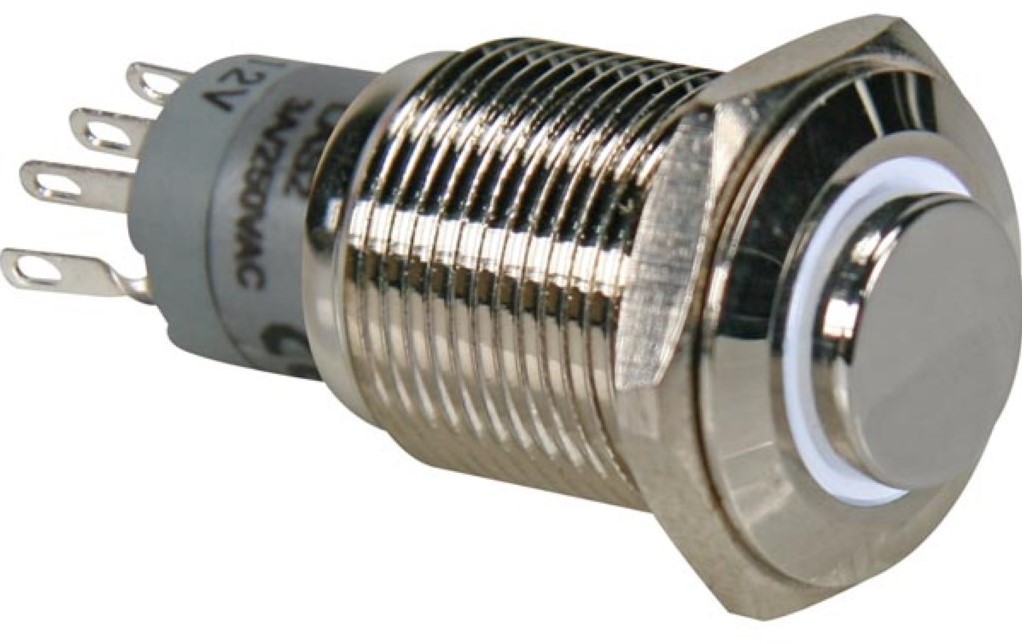 Guuzi 19mm 3V/6V/12V/24V/48V/110V/220V Momentan Druckknopf Metall Pilzkopf Runder Startknopf, 1 Schließer EIN/Aus Selbstrückstellende Gewölbte Schraubklemme (Blau