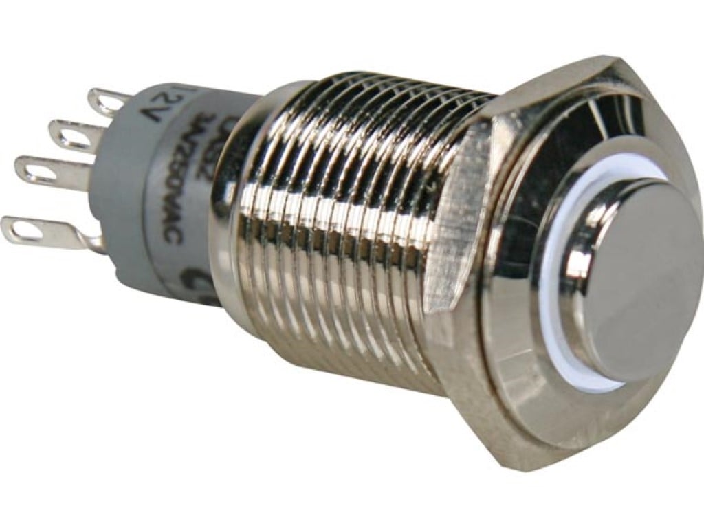Velleman HOGE RONDE METALEN SCHAKELAAR SPDT 1NO 1NC WITTE RING