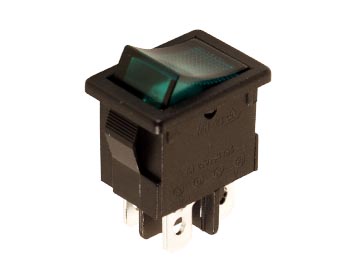 VERMOGEN ROCKERSCHAKELAAR 5A-250V DPST ON-OFF - MET GROEN NEONLICHT afbeelding