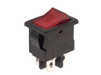 VERMOGEN ROCKERSCHAKELAAR 5A-250V DPST ON-OFF - MET ROOD NEONLICHT afbeelding