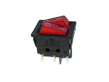 VERMOGEN ROCKERSCHAKELAAR 10A-250V DPST ON-OFF - MET ROOD NEONLAMPJE