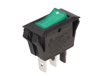 VERMOGEN ROCKERSCHAKELAAR 10A-250V SPST ON-OFF - MET GROEN NEONLAMPJE afbeelding