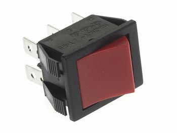 VERMOGEN ROCKERSCHAKELAAR 10A-250V DPDT ON-ON - RODE AFDEKKAP afbeelding