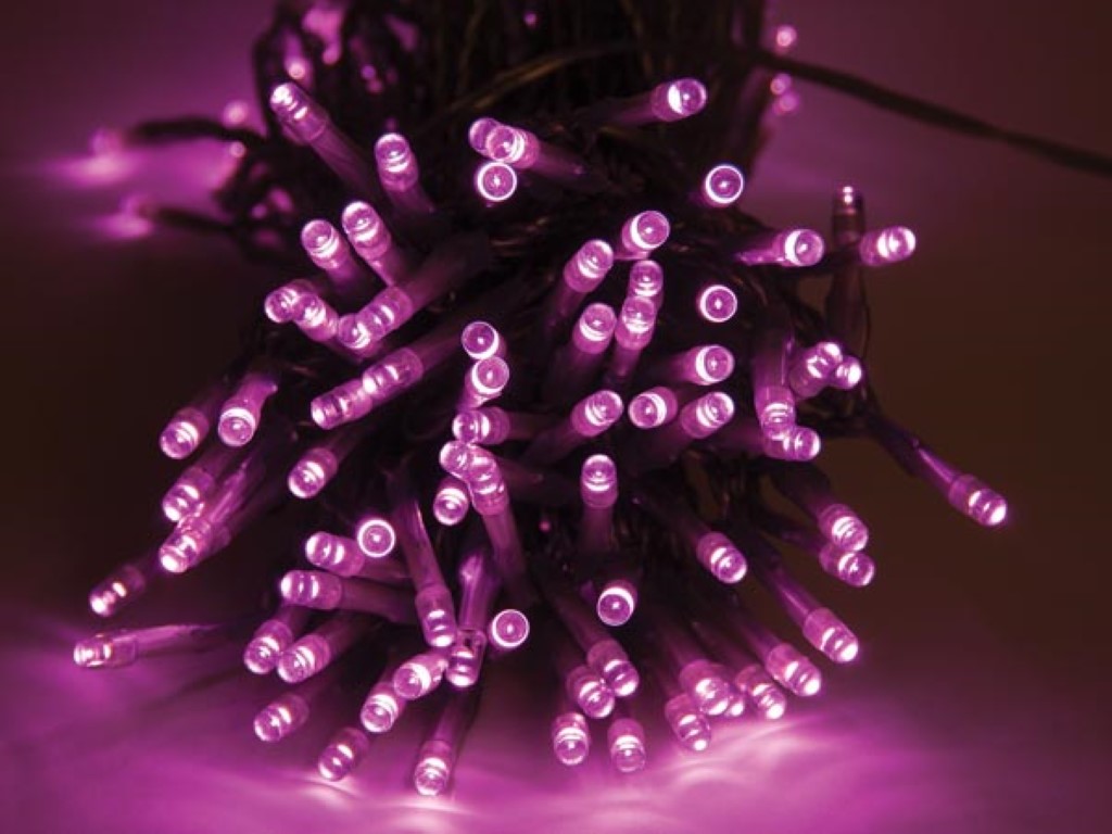 Rainbowlight LED - 10 m - 90 lampen - Flamingo roze - zwarte draad - modulator - 24 V