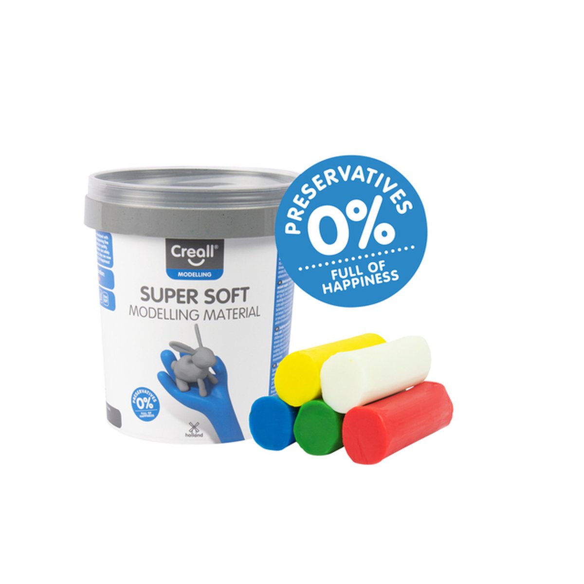 Klei Creall supersoft rood/blauw/groen/geel/wit 450gr afbeelding