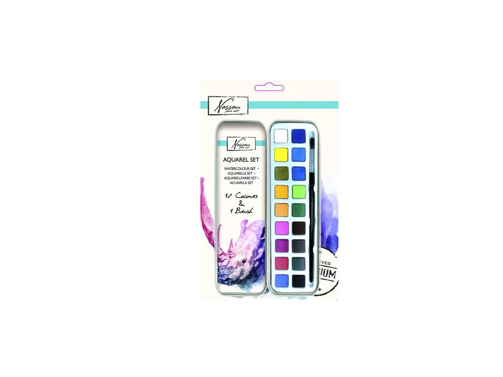 Aquarelverf Nassau Art blik à 18 napjes en penseel afbeelding