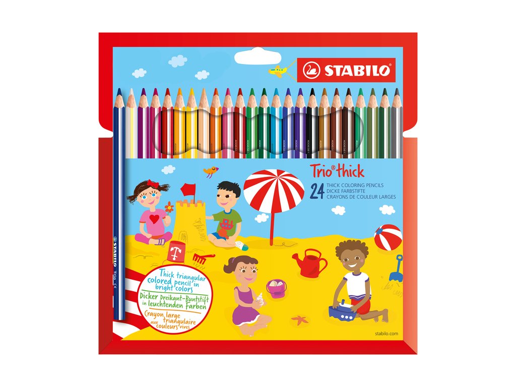 Kleurpotloden STABILO 203 Trio dik assorti blister à 24 stuks afbeelding