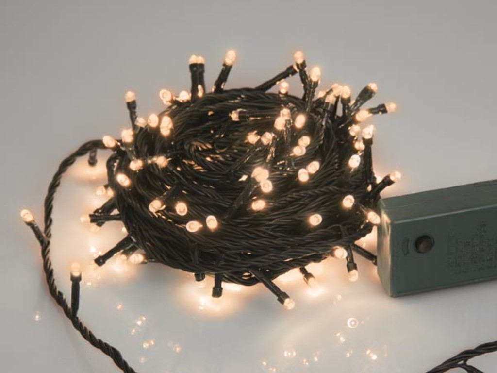 Sparkle Light LED - 12 m - 160 arizona witte lampen - groene draad - modulator afbeelding