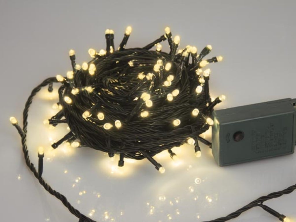 Sparkle Light LED - 12 m - 160 warm witte lampen - groene draad - modulator afbeelding
