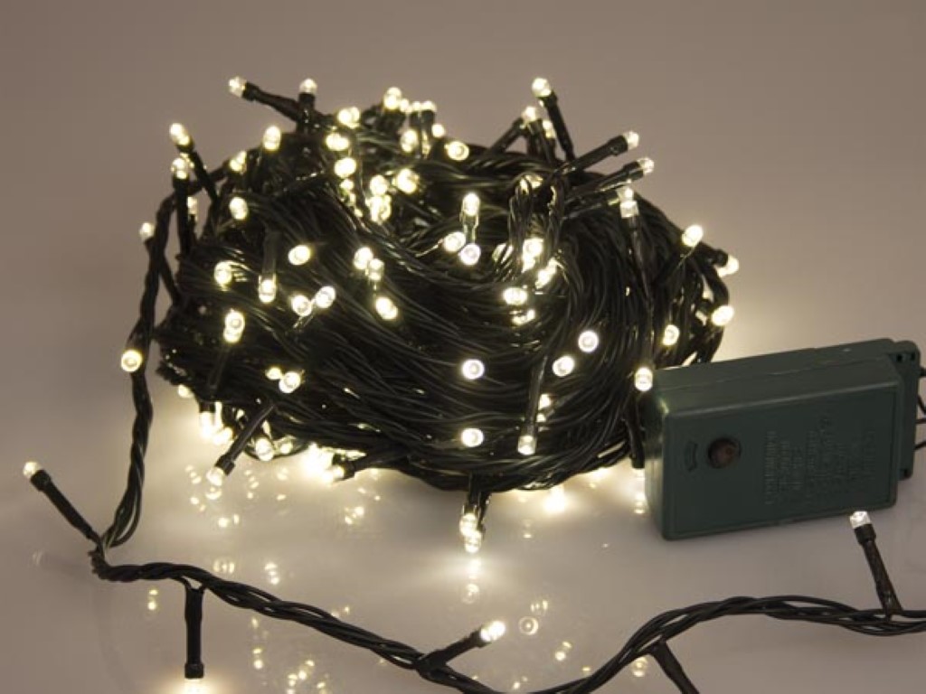 Sparkle Light LED - 16 m - 240 warm witte lampen - groene draad - modulator afbeelding