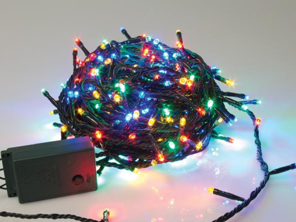 Sparkle Light LED - 20 m - 300 multicolor lampen - groene draad - modulator afbeelding