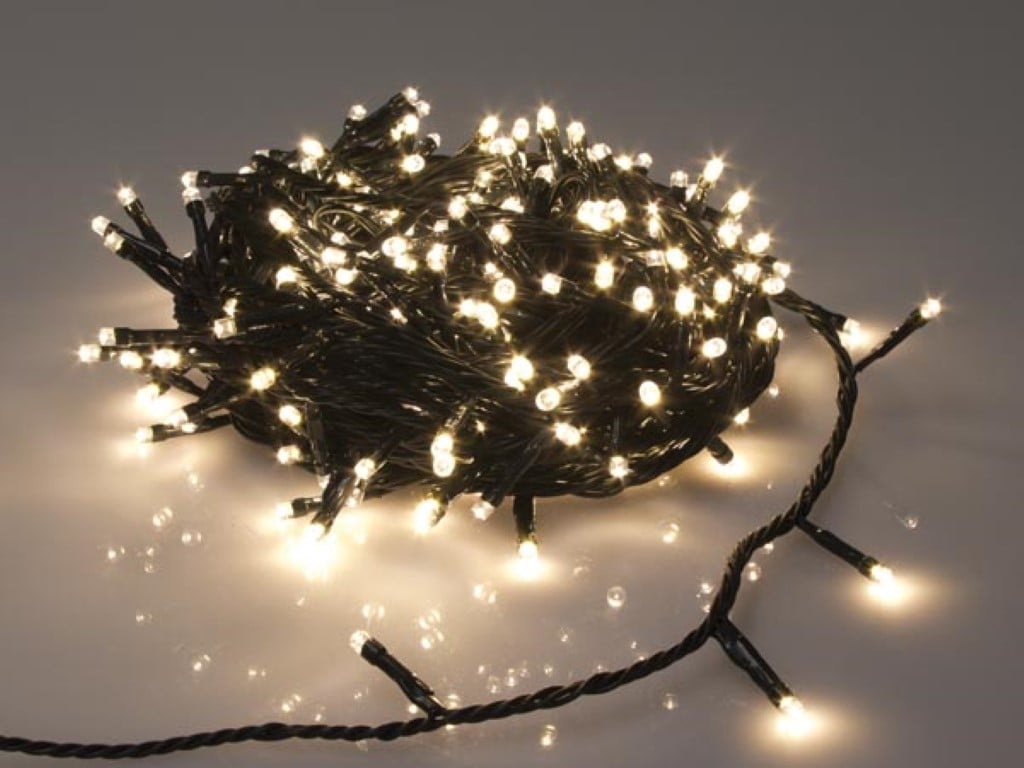 Sparkle Light LED - 20 m - 300 warm witte lampen - groene draad - modulator afbeelding