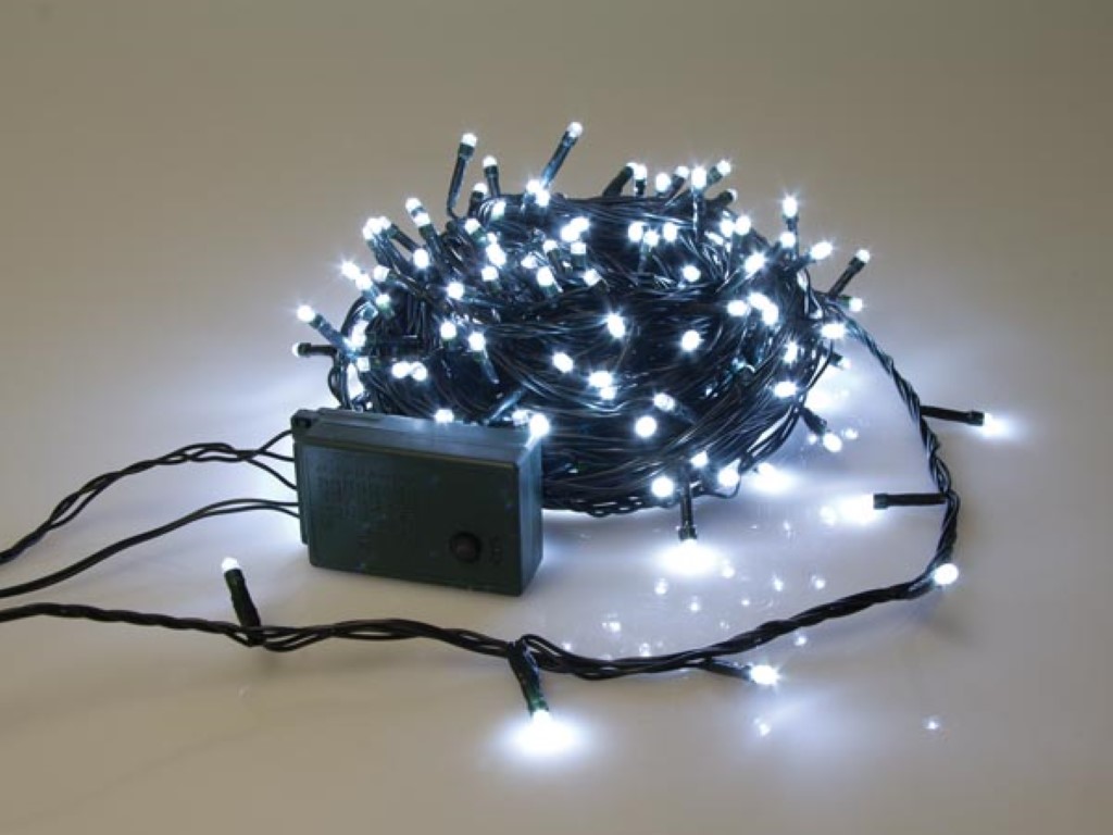 Sparkle Light LED - 20 m - 300 witte lampen - groene draad - modulator afbeelding