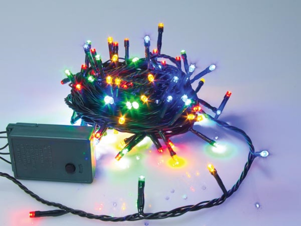 Sparkle Light LED - 8 m - 120 multicolor lampen - groene draad - modulator afbeelding