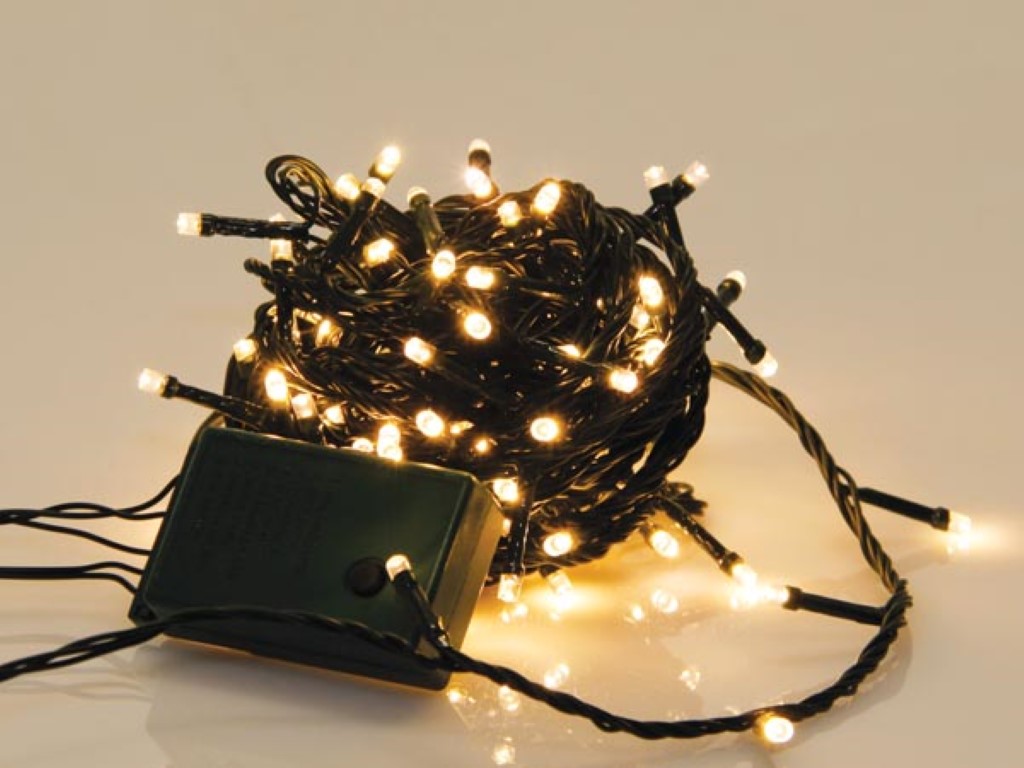 Sparkle Light LED - 8 m - 120 warm witte lampen - groene draad - modulator afbeelding