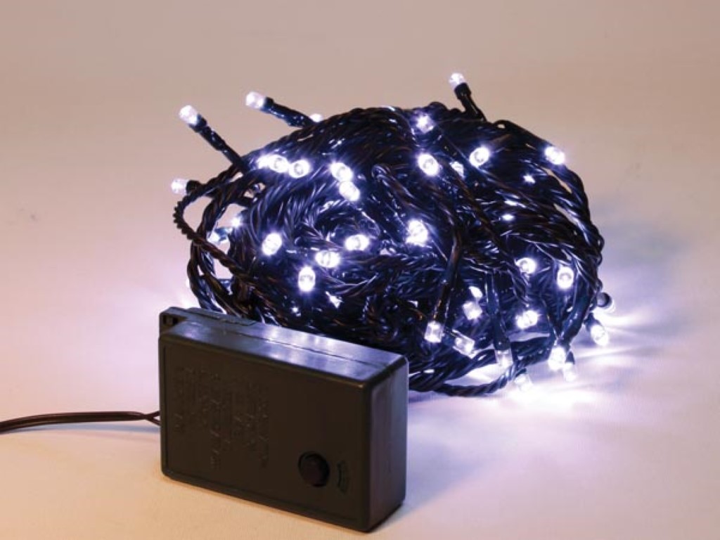 Sparkle Light LED - 8 m - 120 witte lampen - groene draad - modulator - 24 V afbeelding