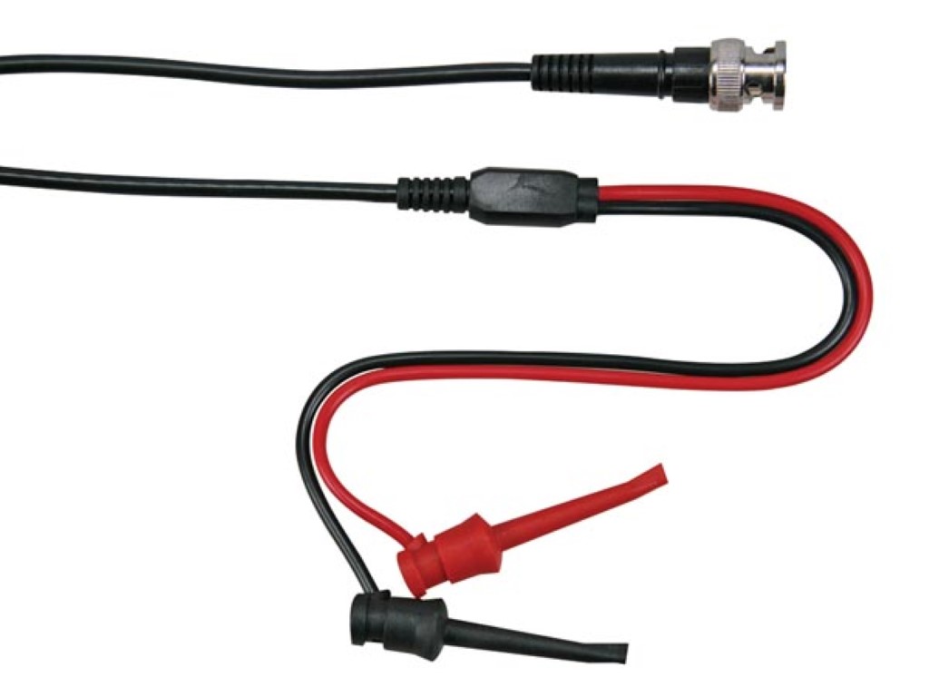 COAXKABEL 1m - BNC MANNELIJK + 2 MINIATUUR KLEMTESTPENNEN afbeelding
