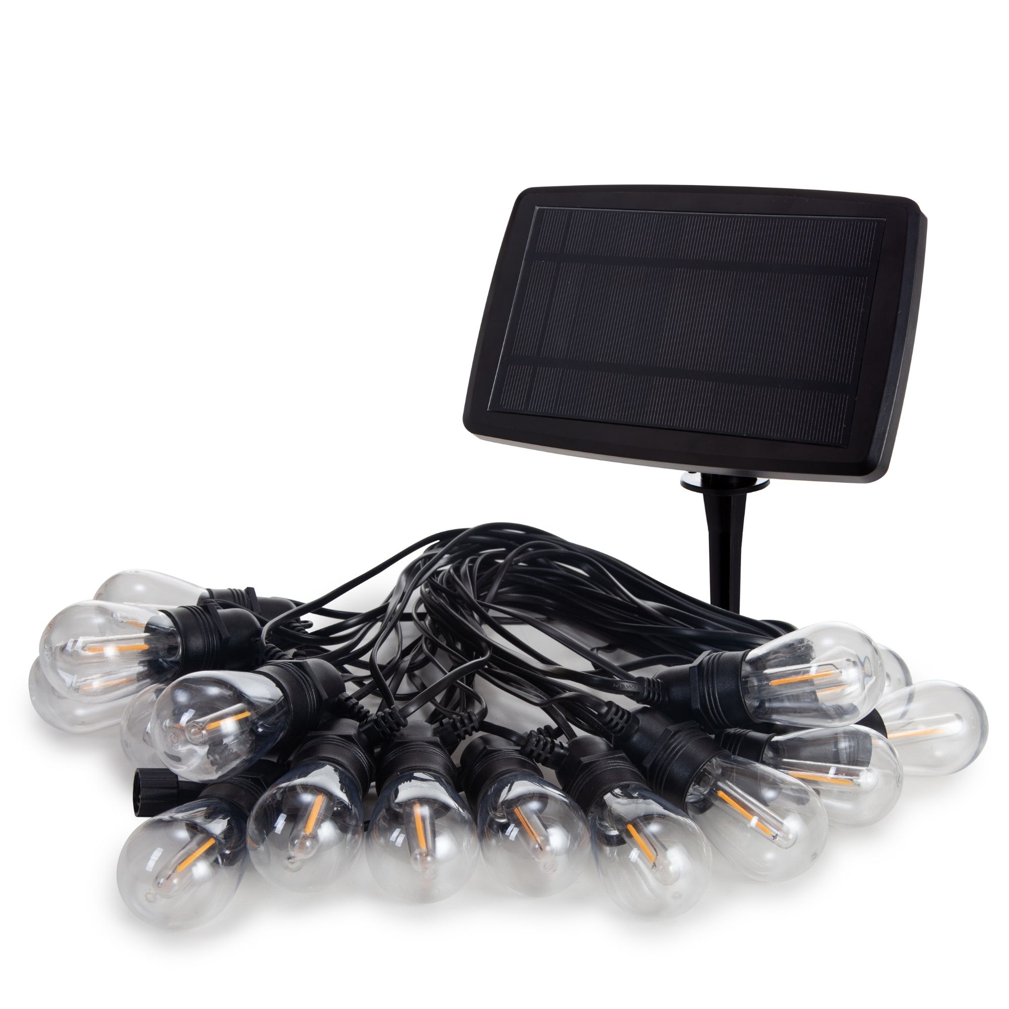 Solar LED - 15 m - 15 warmwitte lampen - zwarte draad afbeelding