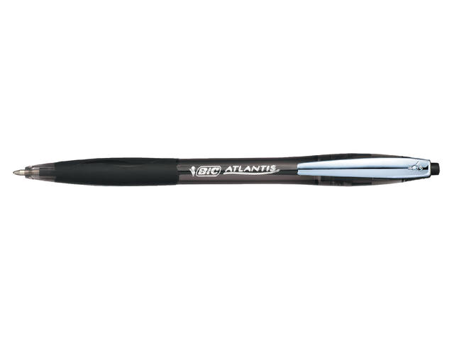 Balpen Bic Atlantis soft metalen clip clic medium zwart afbeelding
