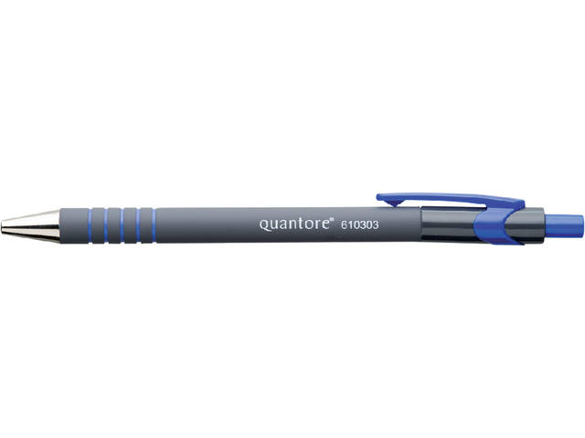 Balpen Quantore rubbergrip drukknop blauw medium afbeelding