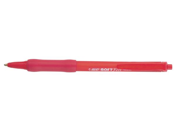 Balpen Bic soft feel grip clic medium rood afbeelding