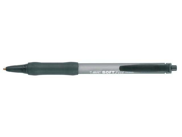Balpen Bic soft feel grip clic medium zwart afbeelding