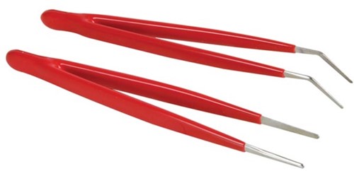 SET VAN PLATTE EN HAAKSE PINCETTEN