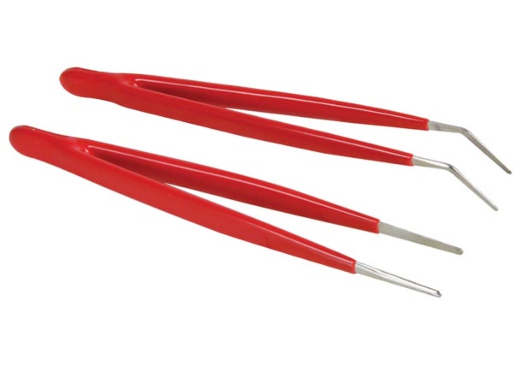 SET VAN PLATTE EN HAAKSE PINCETTEN afbeelding