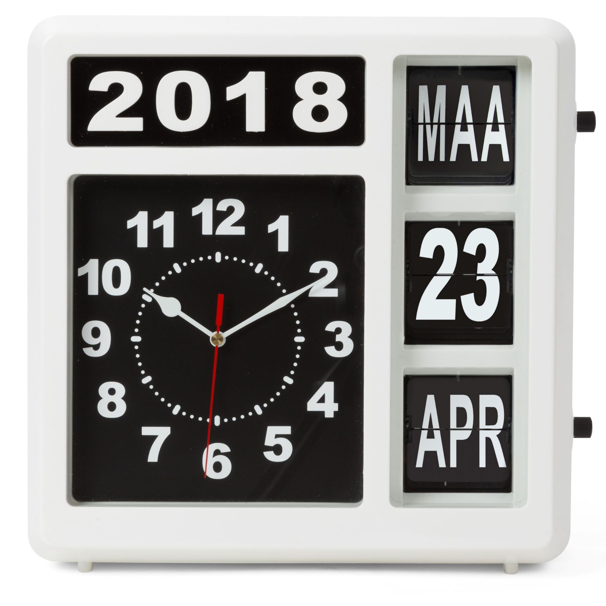 WANDKLOK MET FLIPOVER KALENDER - 31 x 31 cm - NEDERLANDS afbeelding