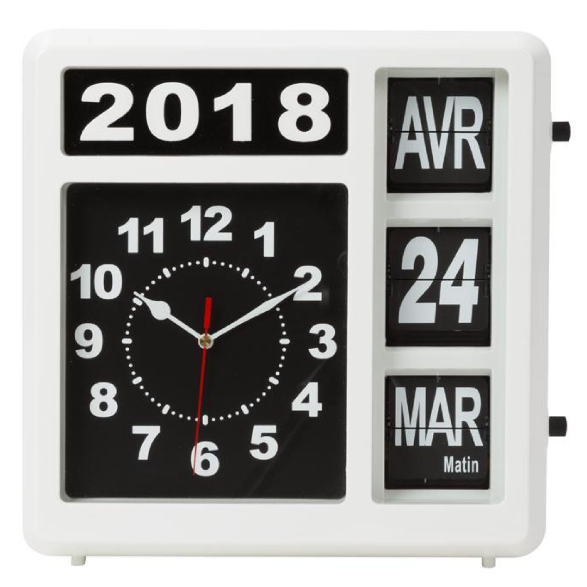 WANDKLOK MET FLIPOVER KALENDER - 31 x 31 cm - FRANS afbeelding