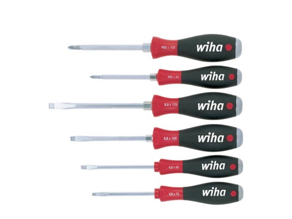 Wiha Schroevendraaierset SoftFinish sleufkop, Phillips 6-delig met doorgaande zeskantschacht en massieve stalen kap (21250) afbeelding
