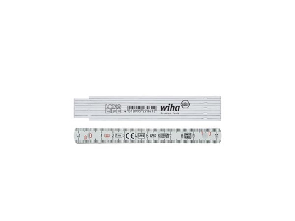 Wiha Duimstok Longlife® 1 m metrisch, 10 delen (27062) wit afbeelding